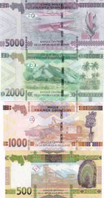 Guinea, 500-1000-2000-5000 Francs, UNC,