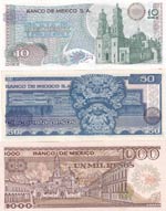 Mexico, 10-50-1.000 Pesos, UNC, p63i; p73; ... 