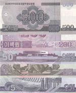 North Korea, 5-10-50-200-500 Won, 2002/2008, ... 