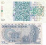 Norway, 10-50 Kroner, 1984/1993, VF, p42e; ... 