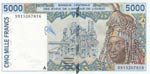 West African States, 5.000 Francs, 1999, ... 