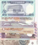 Mix Lot, UNC, (Total 6 banknotes) Zambia 10 ... 