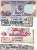 Mix Lot, UNC, (Total 6 banknotes) Malawi 20 ... 