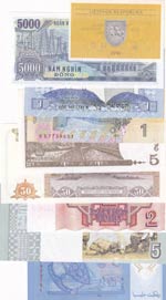 Mix Lot, UNC, (Total 9 banknotes) Lithuania, ... 