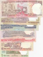 India, 5-10-20-50-100-500-1.000 Rupees, ... 