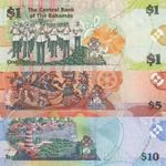 Bahamas, 1-5-10 Dollars, 2007/2008/2009, ... 
