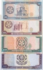 Turkmenistan, 100-500-1.000-5.000 Manat, ... 