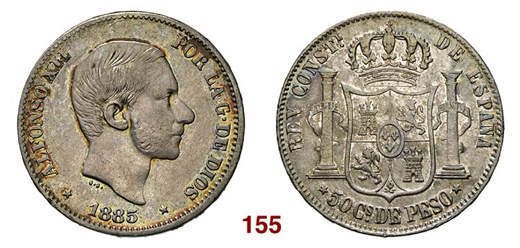 FILIPPINE   50 Centavos 1885.   ... 