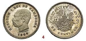 CAMBOGIA  Norodom I  (1860-1904)  25 Cent ... 