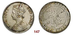 INDIA   Alwar Rupia 1880 a nome della regina ... 
