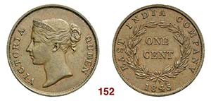 STRAITS SETTLEMENTS   1 Cent. 1845.   Kr. 3  ... 