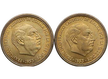 1953 (56). Lote 2 monedas. Madrid. ... 