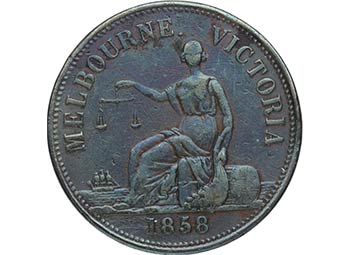 1858. Australia. Token. 1 Penny. ... 