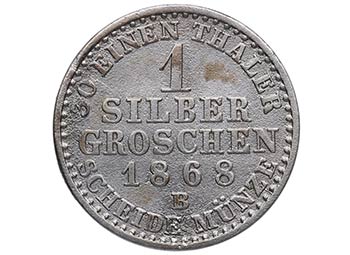 1868. Prusia. B . Groschen. 2,12 ... 