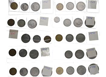 1944 a 1973. Lote de 106 monedas ... 