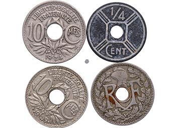 Francia- Indochina. 8 monedas de 5 ... 