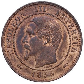 1855. Francia. 10 céntimos. Cu. ... 