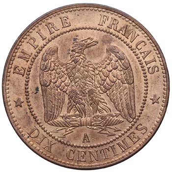 1855. Francia. 10 céntimos. Cu. ... 