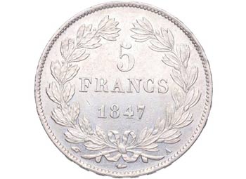 1847. Francia. A . 5 Francos. Km ... 