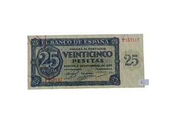 1936. España. 25 pesetas. ... 