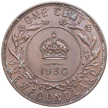 1936. Canada. Jorge V. 1 Cent. Cu. ... 