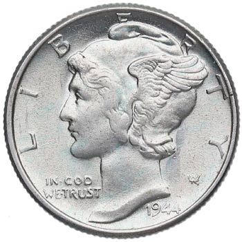 1944. Estados Unidos. 1 Dime. KM ... 