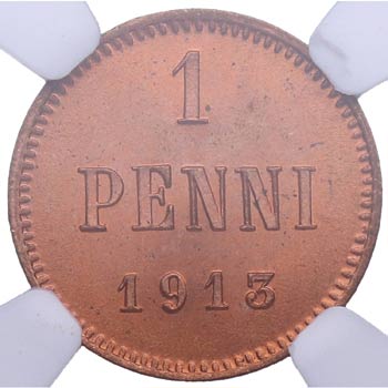 1913. Finlandia. 1 penni. Cu. ... 