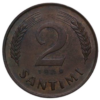 1939. Letonia. 2 Santimi. KM 11.2. ... 