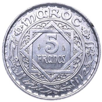 1370. Marruecos. 5 Francs. KM 48. ... 