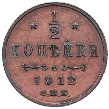 1912. Rusia. 1/2 Kopek. KM 48.1. ... 
