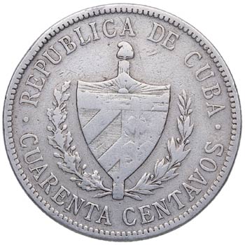 1915. Cuba. 40 centavos de peso. ... 