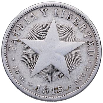 1915. Cuba. 40 centavos de peso. ... 