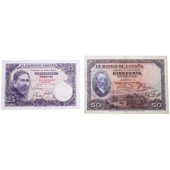 1954 y 1927. Billetes españoles. ... 