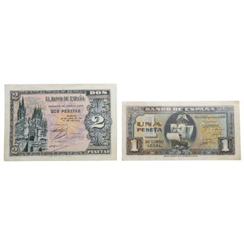 1940 y 1938. Billetes españoles. ... 