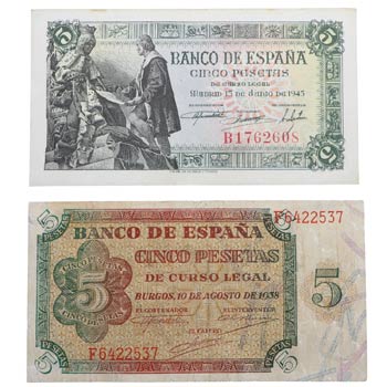 1938 y 1943. Billetes españoles. ... 