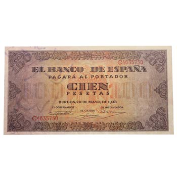 1938. Billetes Españoles. 100 ... 