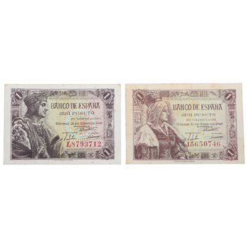 1943 y 1945. Billetes españoles. ... 