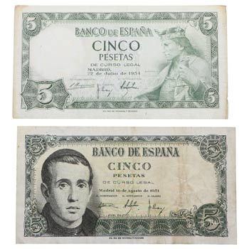 1951 y 1954. Billetes españoles. ... 