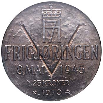 1970. Noruega. 25 kroner. KM 414. ... 