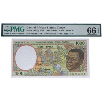 2000. Congo. 1000 francos. Pick ... 