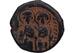 518-522 dC. Justino II con Sofía. Follis. ... 