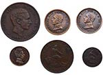 Lote de 6 monedas centenario. 1 y 5 centimos ... 