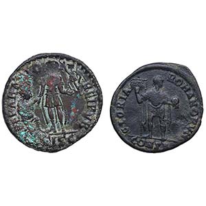 IV dC. Lote de dos monedas romanas: maiorina ... 