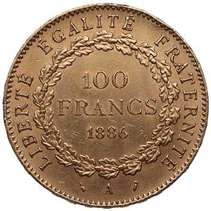 1886. Francia. A . 100 francos. Au. EBC. ... 