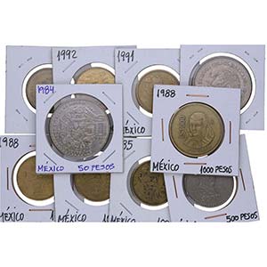 1983 a 1988. México. Lote de 10 monedas: 50 ... 