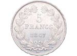 1847. Francia. A . 5 Francos. Km 22. Ag. ... 
