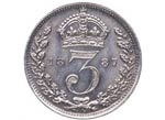 1887. Great Britain. Victoria. 3 Pence. KM# ... 