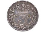 1867. Great Britain. Victoria. 3 Pence. KM# ... 