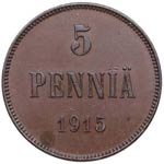 1915. Finlandia. 5 Pennia. KM 15. Ae. 6,51 ... 