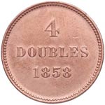1858. Guernesey. 4 Doubles. KM 2. Cu. 9,33 ... 